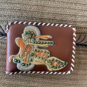 Tooled Leather Laced Wallet